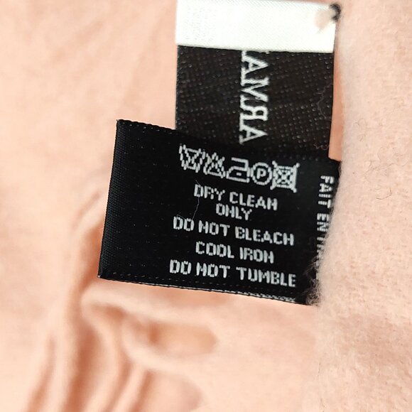 GIORGIO ARMANI Luxury Designer Vintage Logo Embroidered Pink Wool Scarf - Picture 15 of 16